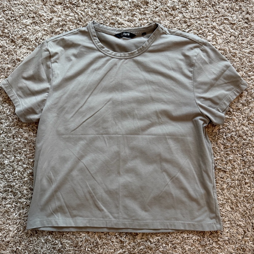 CUTS cropped boxy tee small tshirt top grey